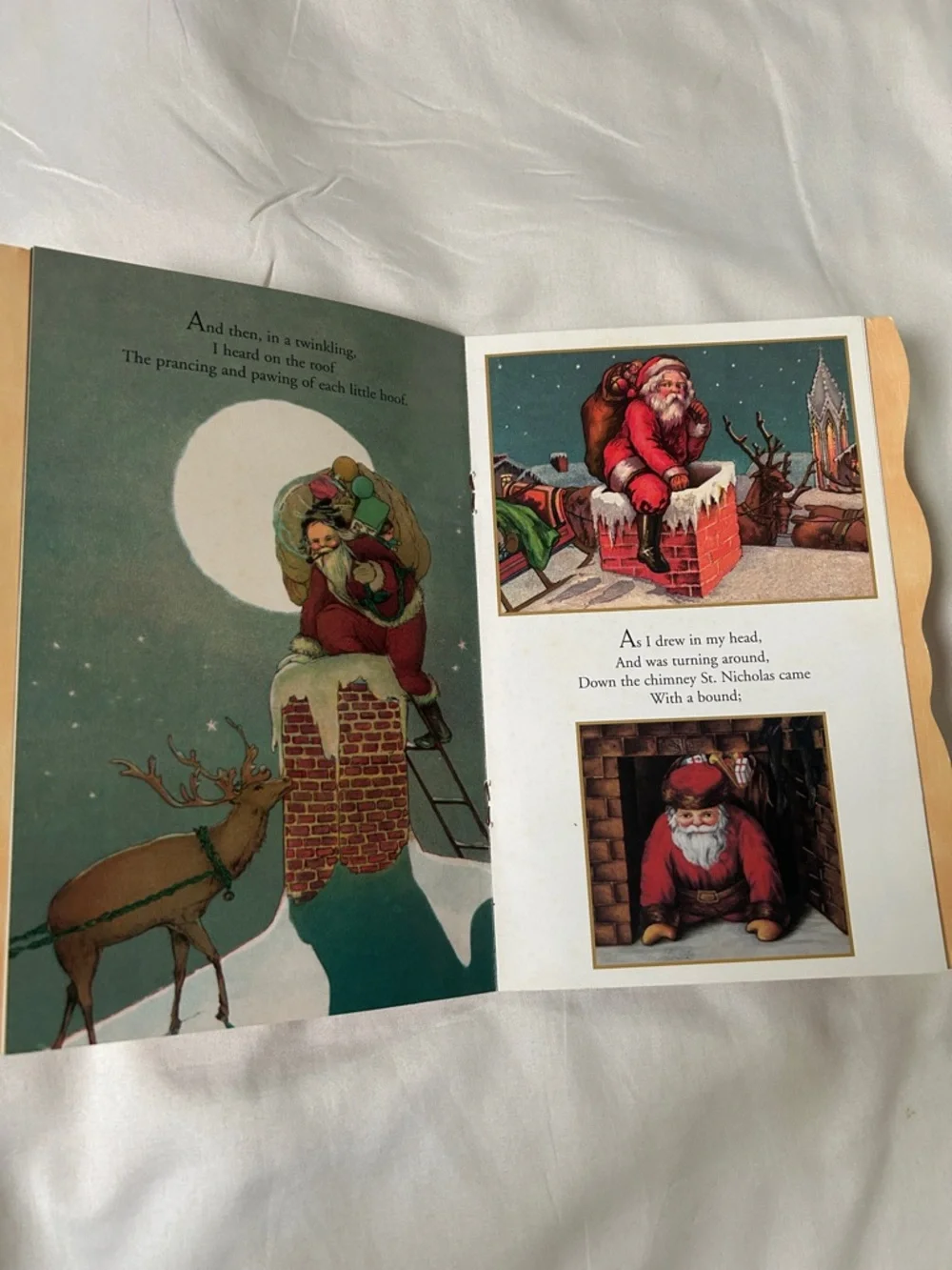 The night before Christmas book, antique postcard, Christmas memories